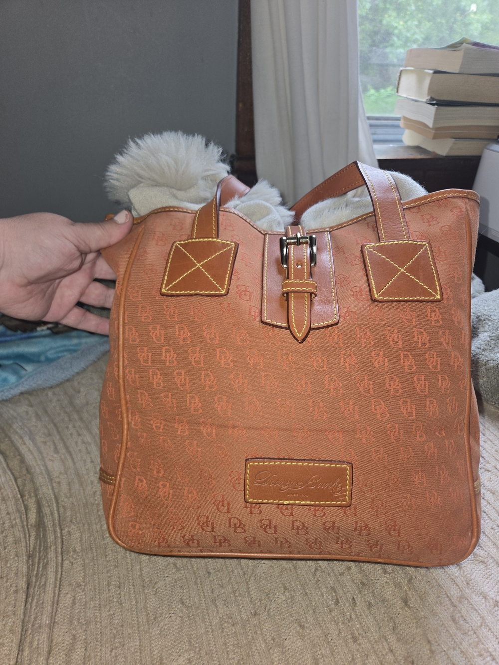 Dooney & Bourke Orange Monogram Buckle Tote
